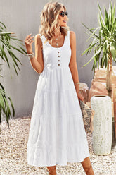 Weißes ärmelloses Maxikleid in A-Linie